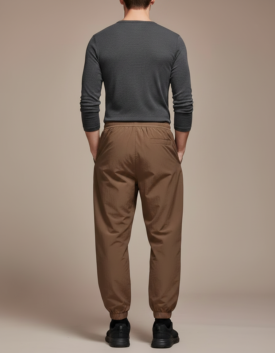 Pantalon Parachute Marron Ample Sport Décontracté Homme - Polyester - vue 2