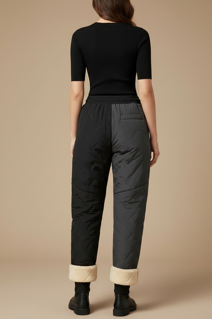 Pantalon Parachute Bicolore Matelassé Doublé Sherpa Hiver - Multicolore Polyester - vue 2