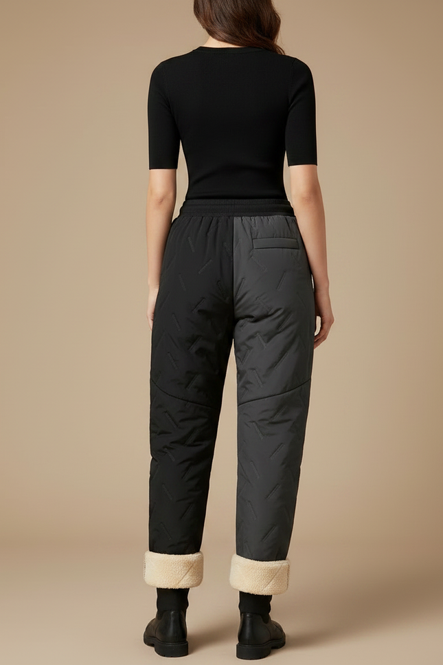 Pantalon Parachute Bicolore Matelassé Doublé Sherpa Hiver - Multicolore Polyester - vue 2