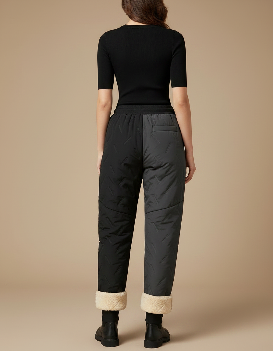 Pantalon Parachute Bicolore Matelassé Doublé Sherpa Hiver - Multicolore Polyester - vue 2