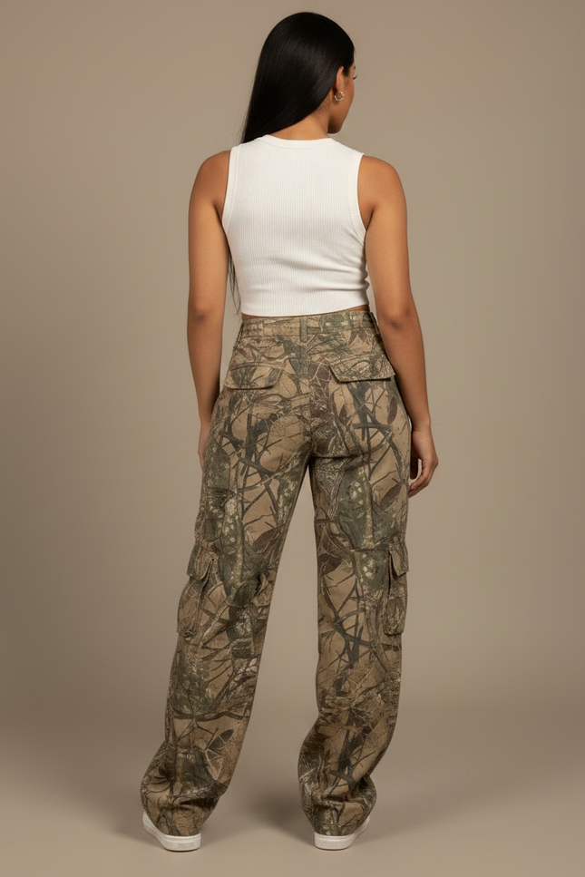 Pantalon Parachute Camouflage Ample Cargo Femme Décontracté Y2K - Imprimé Toile - vue 2