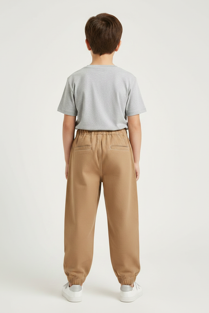 Pantalon Parachute Marron Ample Garçon Décontracté - Camel Toile - vue 2