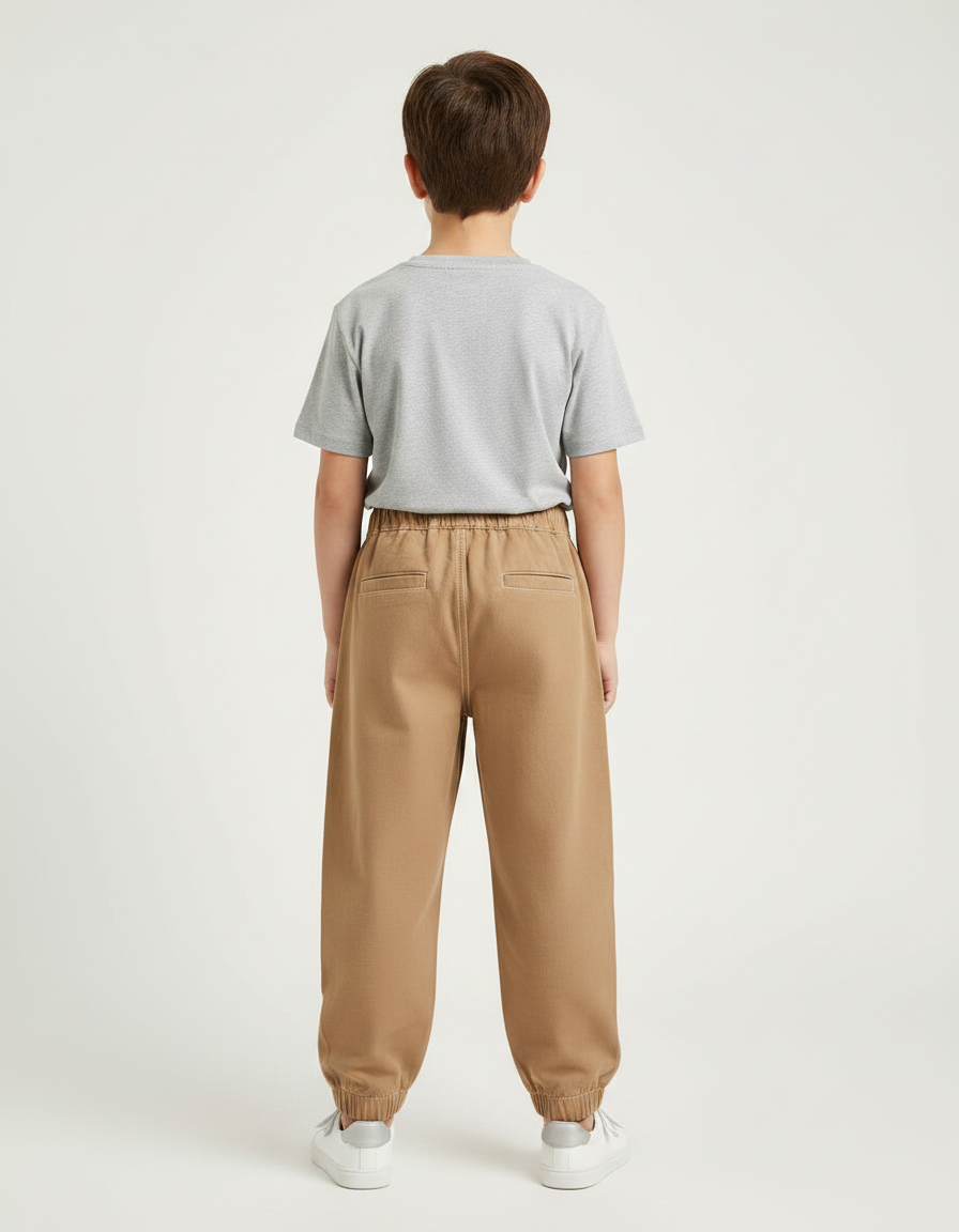 Pantalon Parachute Marron Ample Garçon Décontracté - Camel Toile - vue 2