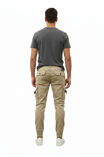 Pantalon Parachute Beige Cargo Coton Streetwear Homme - vue 2
