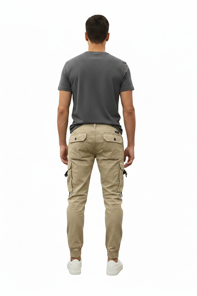 Pantalon Parachute Beige Cargo Coton Streetwear Homme - vue 2