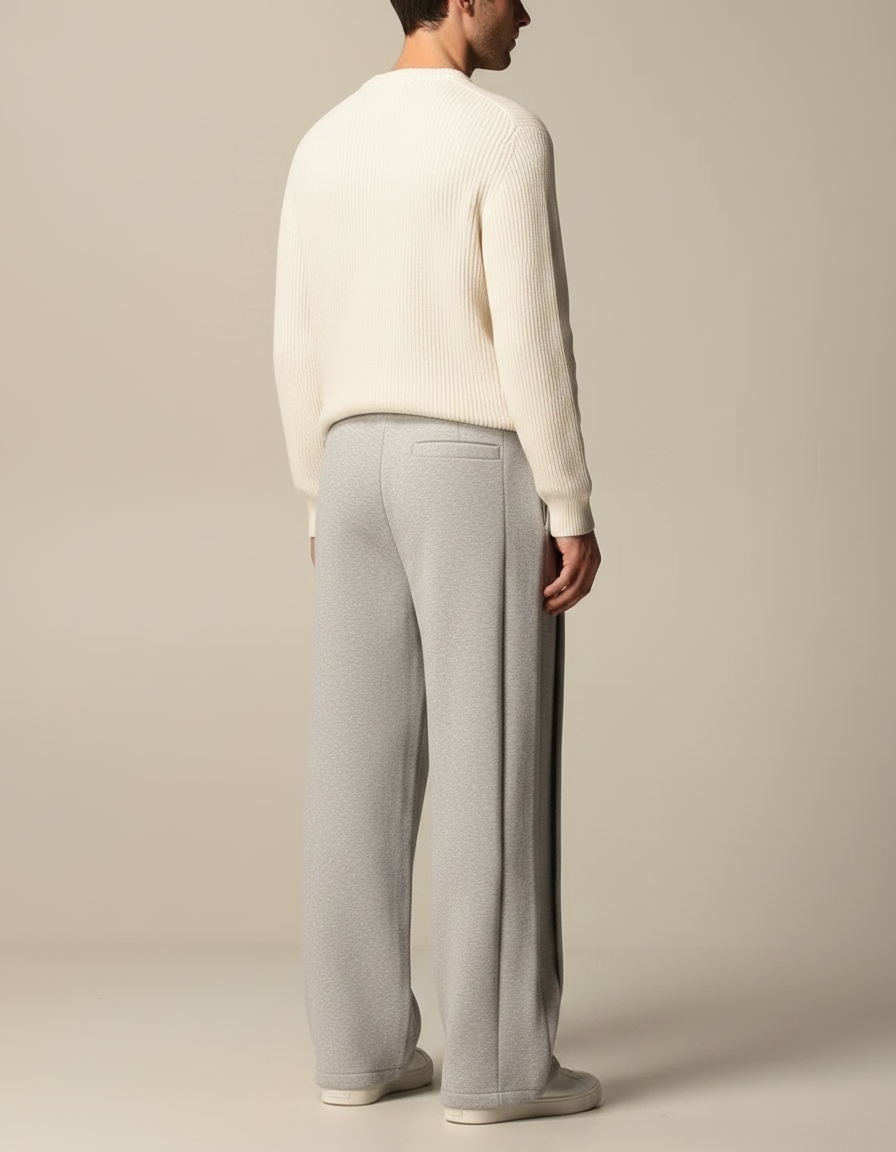 Pantalon Parachute Gris Ample Homme Décontracté Molleton - vue 2