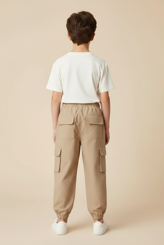 Pantalon Parachute Beige Cargo Ample Enfant Décontracté - Polyester - vue 2