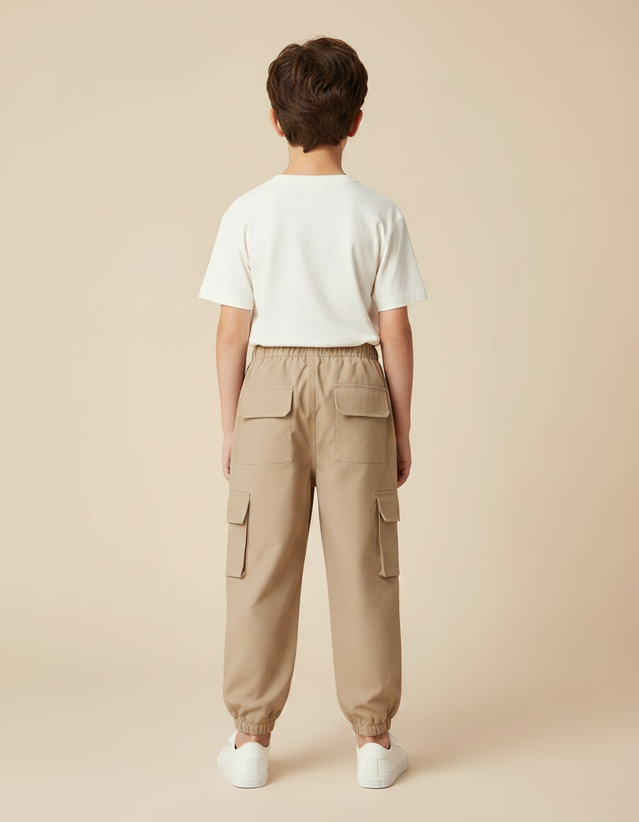 Pantalon Parachute Beige Cargo Ample Enfant Décontracté - Polyester - vue 2