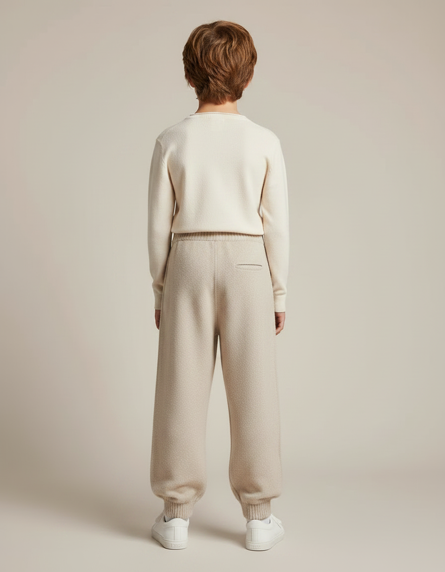 Pantalon Parachute Beige Laine Tricoté Ample Enfant - vue 2