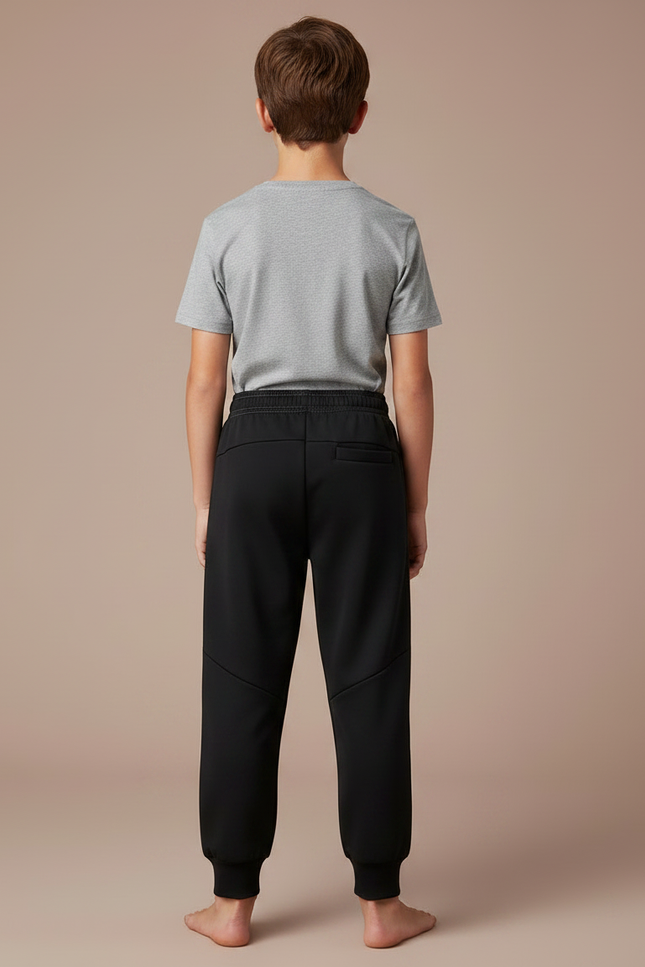 Pantalon Parachute Noir Sportif Rayures Blanches Enfant - Molleton - vue 2
