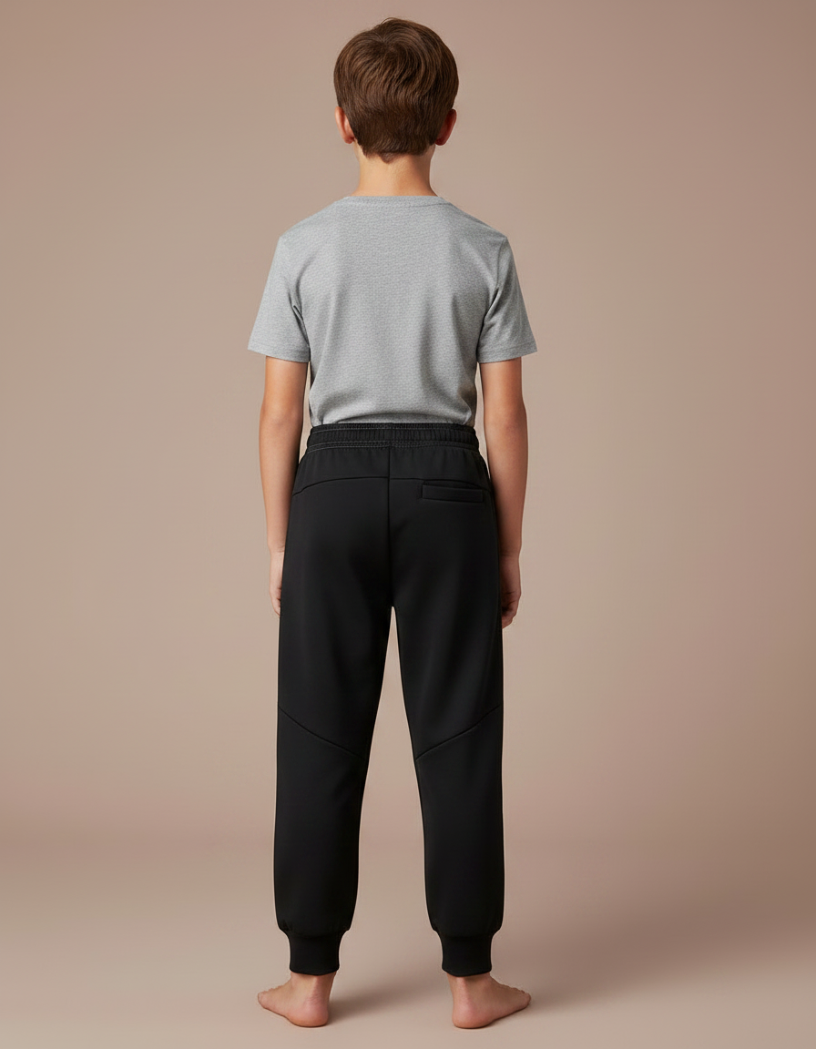 Pantalon Parachute Noir Sportif Rayures Blanches Enfant - Molleton - vue 2