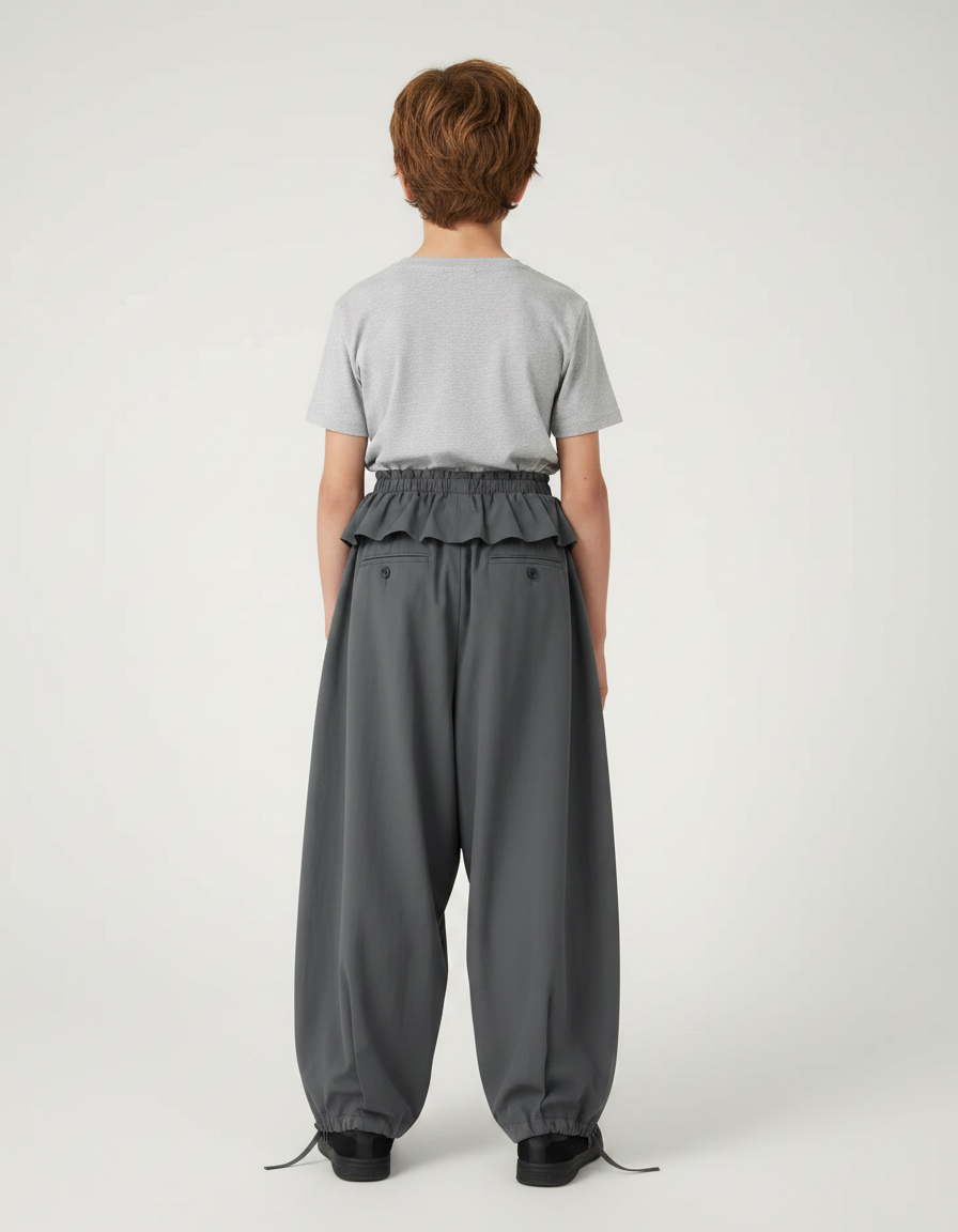 Pantalon Parachute Gris Ample Coton Enfant - Polyester - vue 2