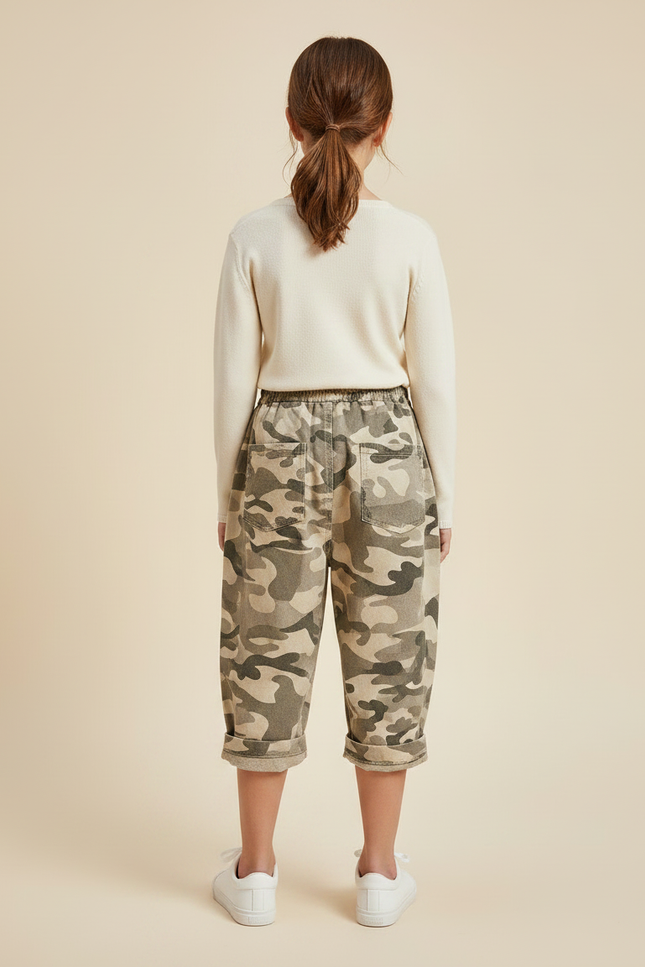 Pantalon Parachute Camouflage Ample Coton Fille Décontracté - Multicolore - vue 2
