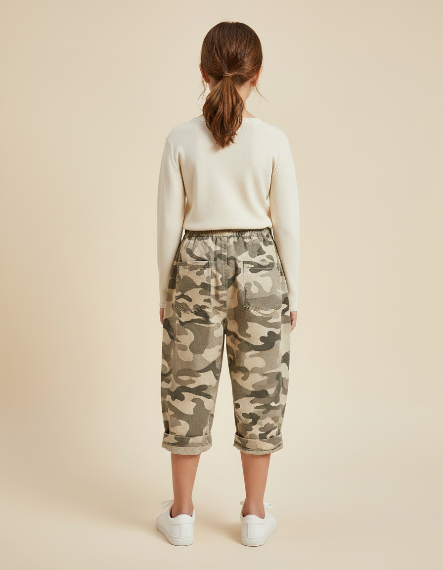 Pantalon Parachute Camouflage Ample Coton Fille Décontracté - Multicolore - vue 2