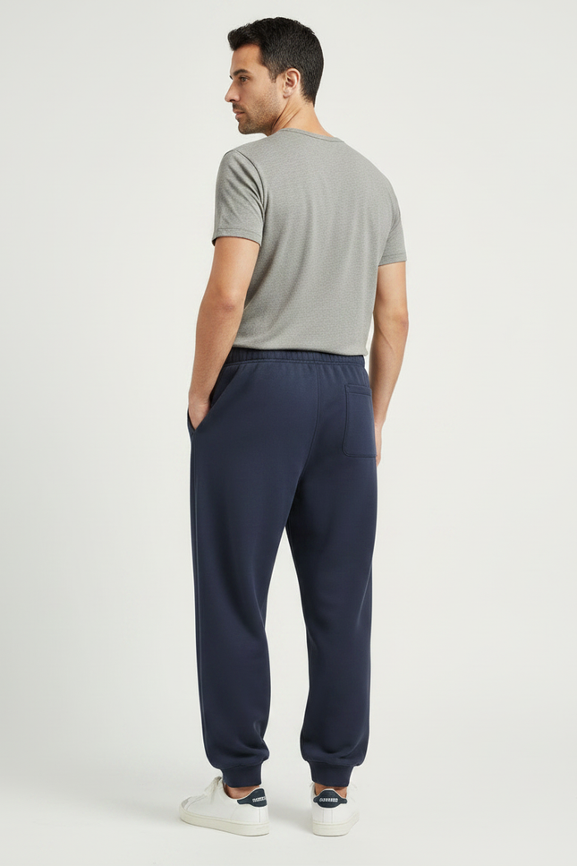 Pantalon Parachute Bleu Marine Molletonné Ample Homme - vue 2