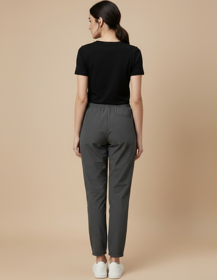 Pantalon Parachute Gris Slim Léger Sport Femme - Polyester - vue 2