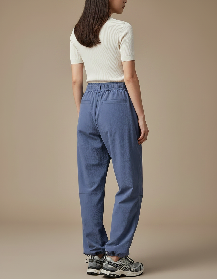 Pantalon Parachute Bleu Ample Ceinture Sport Femme - Polyester - vue 2