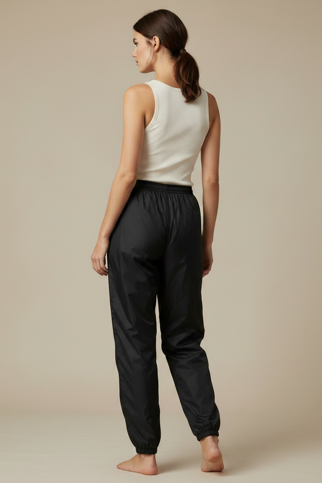 Pantalon Parachute Noir Fluide Sport Décontracté Femme - Polyester - vue 2