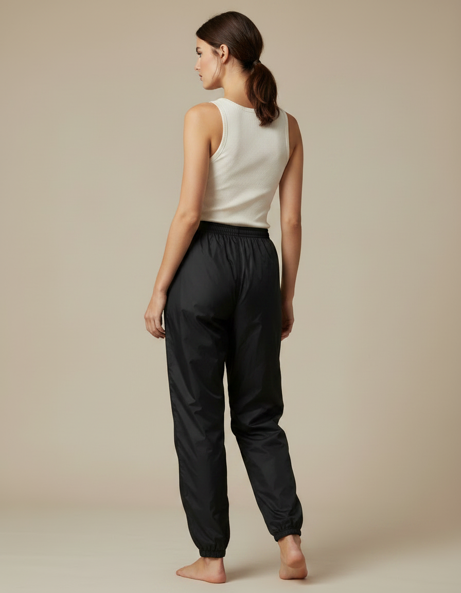 Pantalon Parachute Noir Fluide Sport Décontracté Femme - Polyester - vue 2
