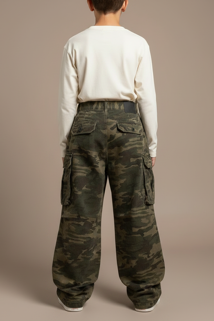 Pantalon Parachute Camouflage Ample Cargo Unisexe Coton - Imprimé - vue 2