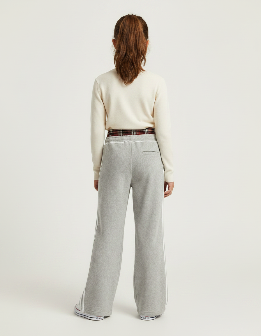 Pantalon Parachute Gris Ample Rayures Blanches Enfant - Molleton - vue 2