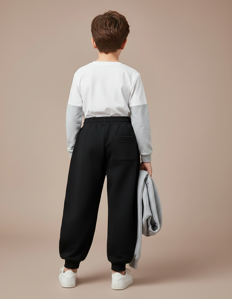 Pantalon Parachute Molleton Bicolore Ample Enfant Batterie - Noir - vue 2