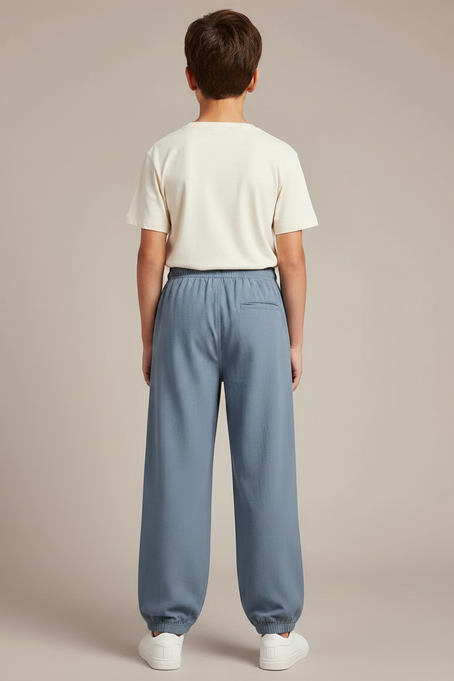 Pantalon Parachute Garçon Resserré Aux Chevilles Toile Streetwear - Bleu Lin - vue 2