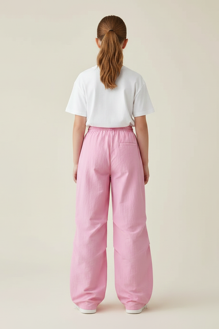 Pantalon Parachute Rose Ample Cordon Fluide Femme - Polyester - vue 2