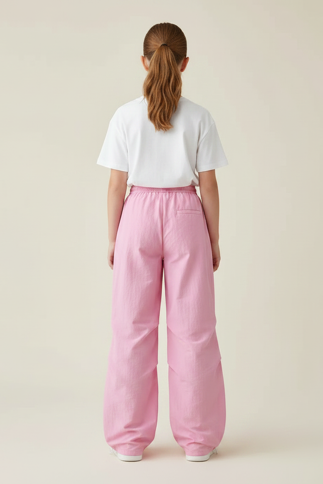 Pantalon Parachute Rose Ample Cordon Fluide Femme - Polyester - vue 2