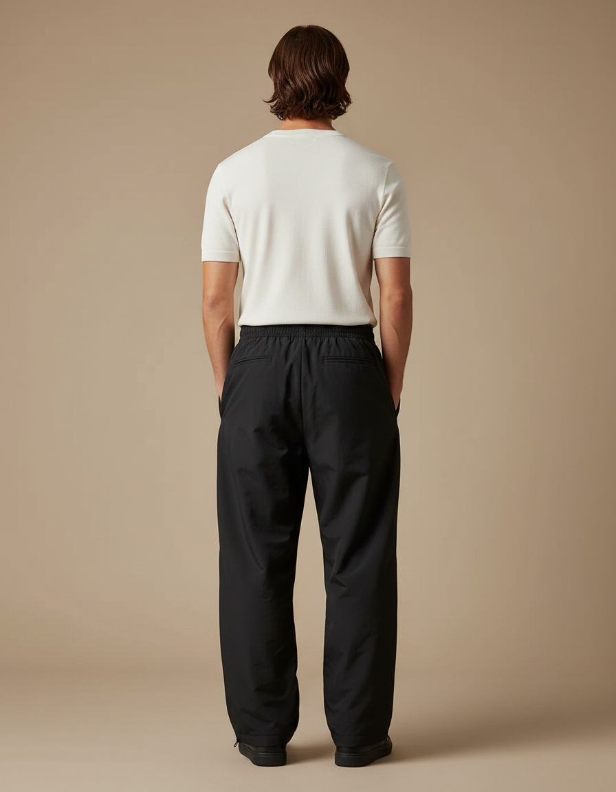 Pantalon Parachute Noir Ample Imperméable Streetwear Homme - Polyester - vue 2