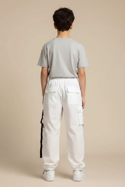 Pantalon Parachute Garçon Blanc Cargo Nylon - Polyester - vue 2