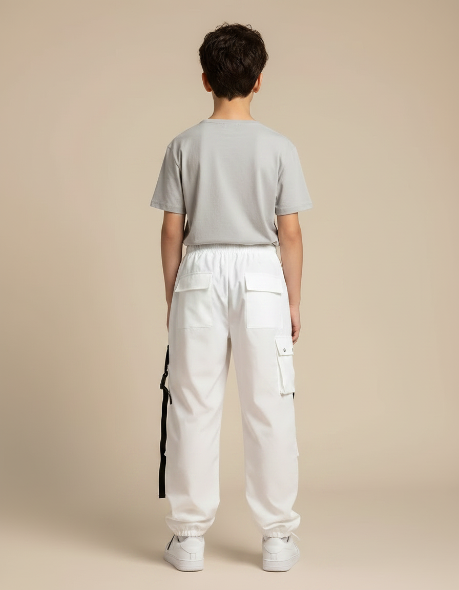 Pantalon Parachute Garçon Blanc Cargo Nylon - Polyester - vue 2
