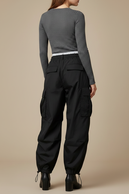 Pantalon Parachute Fille - Noir Polyester - vue 2