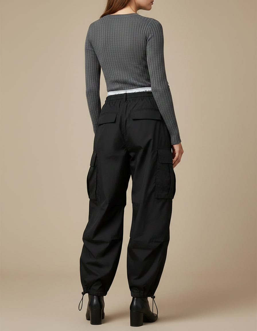 Pantalon Parachute Fille - Noir Polyester - vue 2