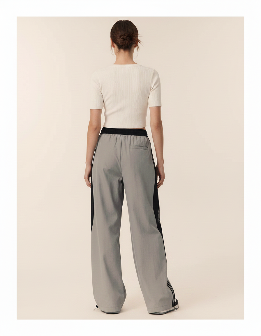 Pantalon Parachute Gris Ample Sport Femme - Polyester - vue 2