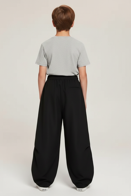 Pantalon Parachute Noir Ample Décontracté Cordon Enfant - Polyester - vue 2