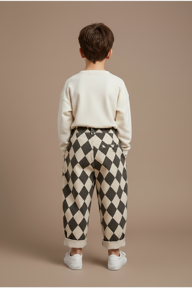 Pantalon Parachute Carreaux Ample Enfant Coton - Multicolore - vue 2