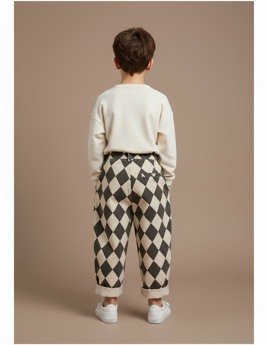 Pantalon Parachute Carreaux Ample Enfant Coton - Multicolore - vue 2