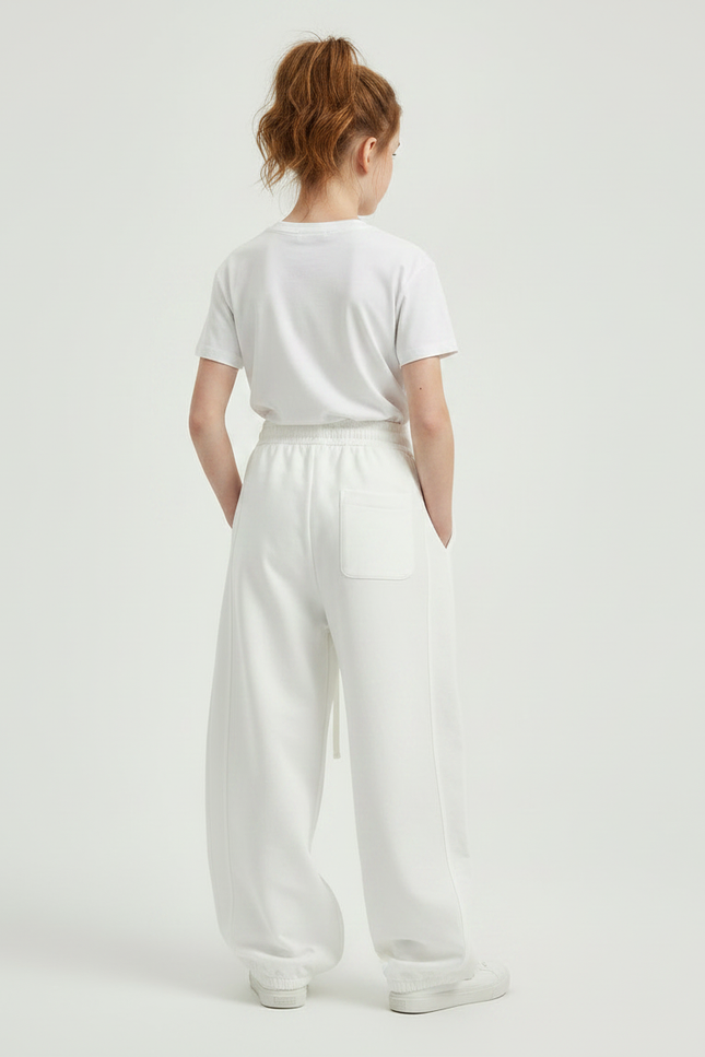 Pantalon Parachute Blanc Ample Décontracté Enfant - Molleton - vue 2