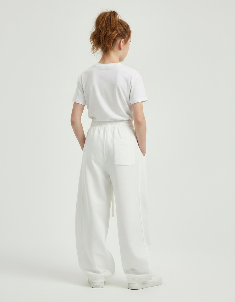 Pantalon Parachute Blanc Ample Décontracté Enfant - Molleton - vue 2