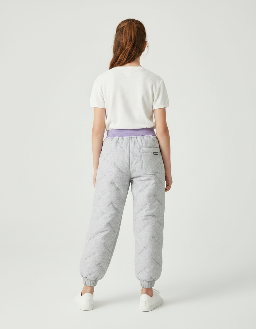Pantalon Parachute Fille Gris Resserré Aux Chevilles Nylon Streetwear - Polyester - vue 2