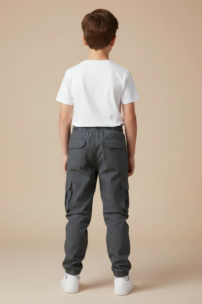 Pantalon Parachute Gris Cargo Cordon Ample Garçon - Gabardine - vue 2