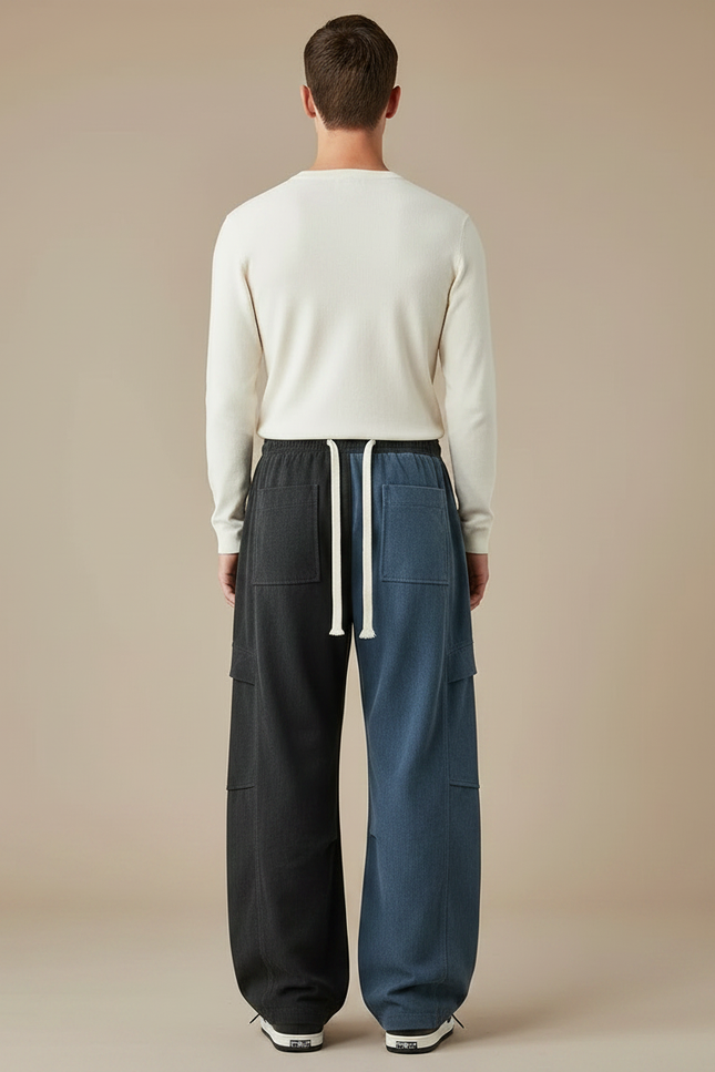 Pantalon Parachute Bicolore Ample Décontracté Cordon Homme - Multicolore Jean - vue 2