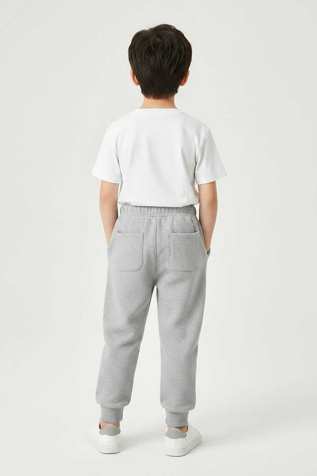 Pantalon Parachute Gris Uni Ample Décontracté Enfant - Molleton - vue 2