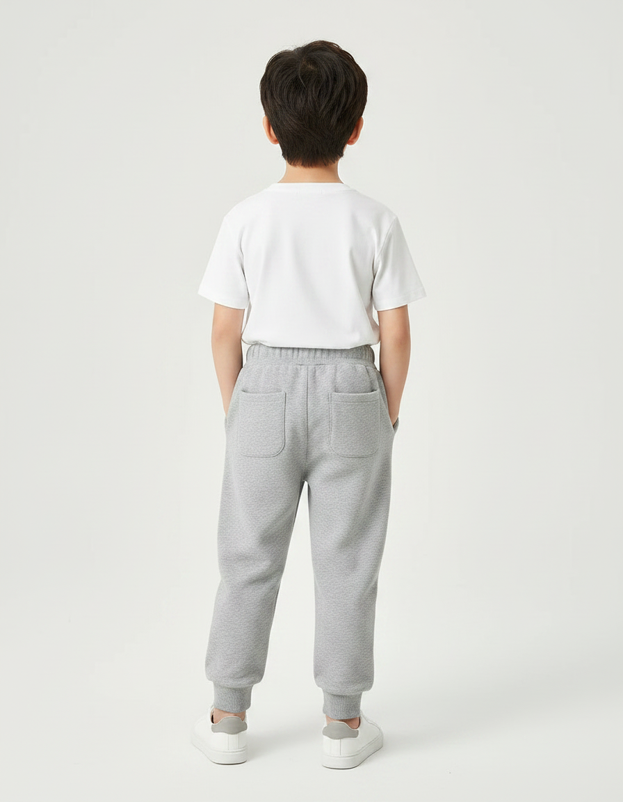 Pantalon Parachute Gris Uni Ample Décontracté Enfant - Molleton - vue 2