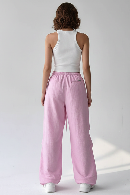 Pantalon Parachute Rose Ample Fluide Décontracté Femme - Polyester - vue 2