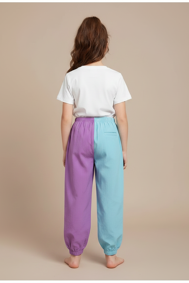 Pantalon Parachute Bicolore Ample Coton Confortable Enfant - Multicolore - vue 2