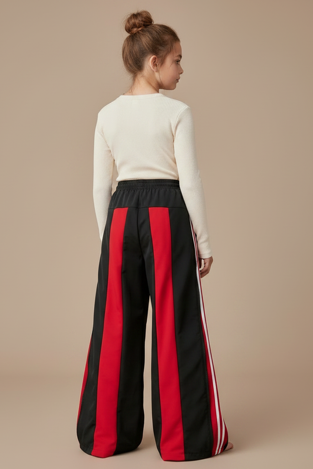 Pantalon Parachute Noir Rouge Zippé Ample Sport - Multicolore Polyester - vue 2