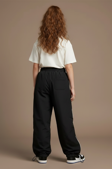 Pantalon Parachute Fille Noir Resserré Aux Chevilles Nylon - Polyester - vue 2