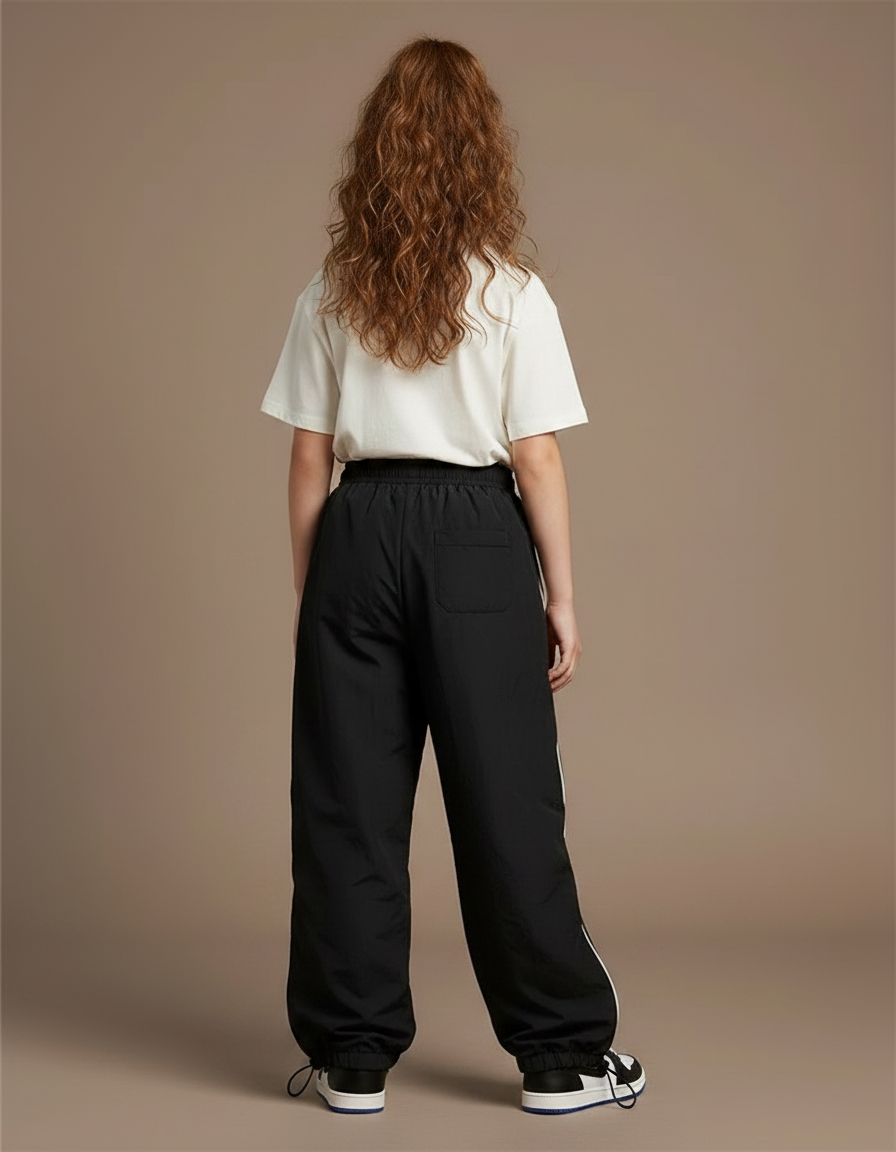 Pantalon Parachute Fille Noir Resserré Aux Chevilles Nylon - Polyester - vue 2